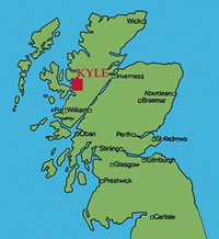 Map of Scotland showing Kyle of Lochalsh